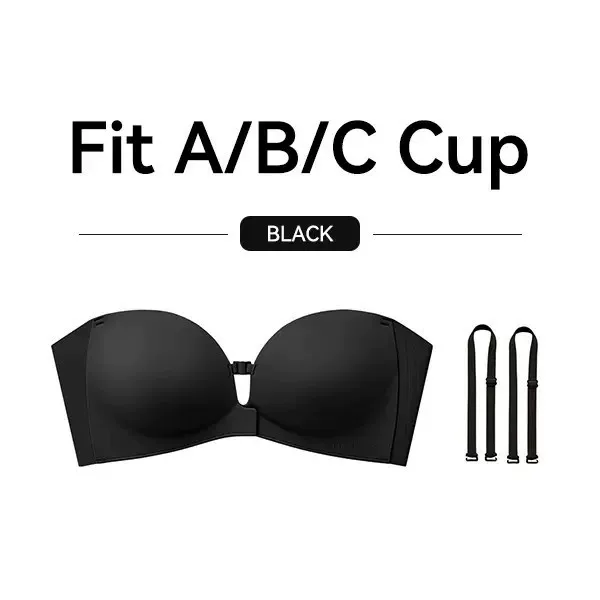 YB Womens Strapless Front Closure Bra Push Up Lift Bra Padded Add Cup Non Slip Anti-Slip Grip & Removable Straps Fit Outfits Wireless Supportive Seamless Comfortable