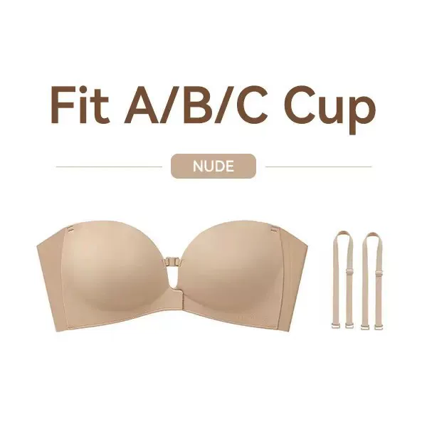 YB Womens Strapless Front Closure Bra Push Up Lift Bra Padded Add Cup Non Slip Anti-Slip Grip & Removable Straps Fit Outfits Wireless Supportive Seamless Comfortable