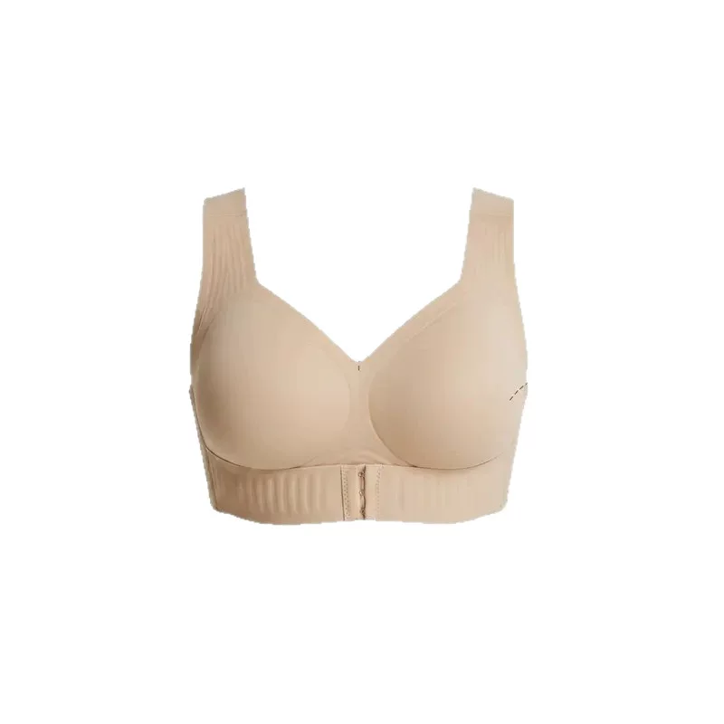 European and American large size mesh seamless jelly strip lifting leopard print posture correcting bra for women
