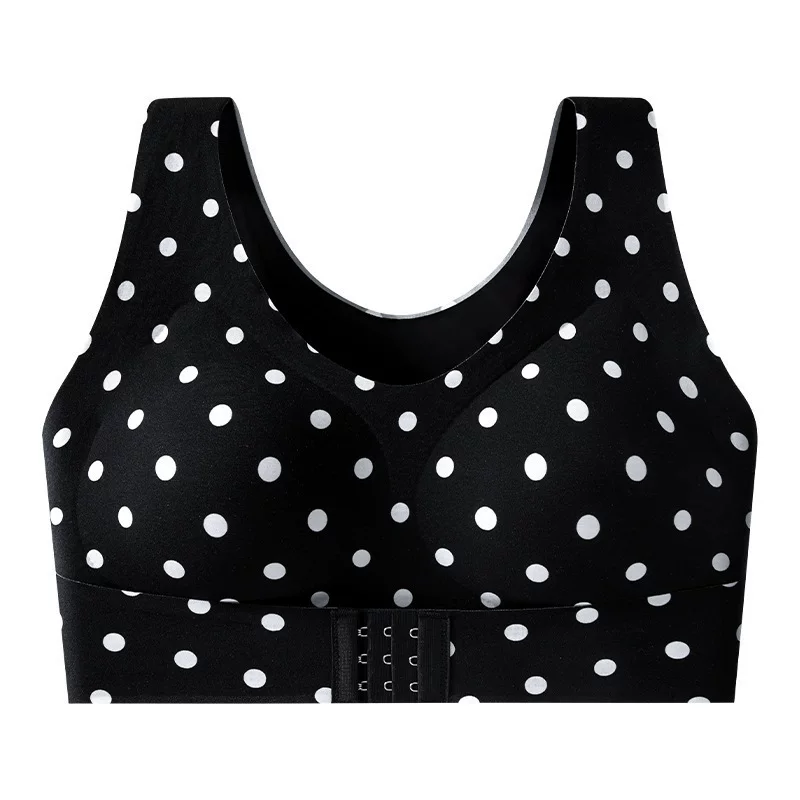 European and American large size mesh seamless jelly strip lifting leopard print posture correcting bra for women
