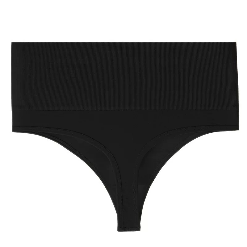 High-waisted thong pants for women, seamless pure cotton crotch, large-sized solid color stretch fitness sportswear T pants