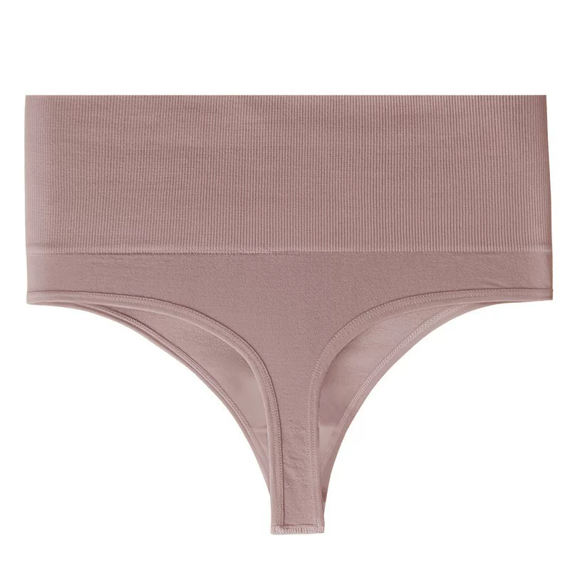 High-waisted thong pants for women, seamless pure cotton crotch, large-sized solid color stretch fitness sportswear T pants
