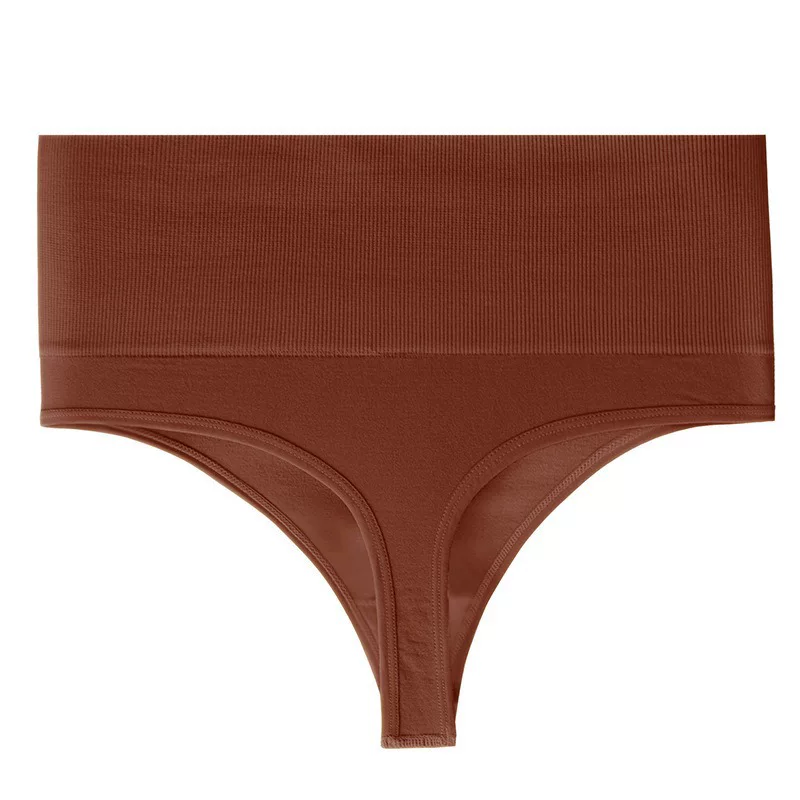 High-waisted thong pants for women, seamless pure cotton crotch, large-sized solid color stretch fitness sportswear T pants