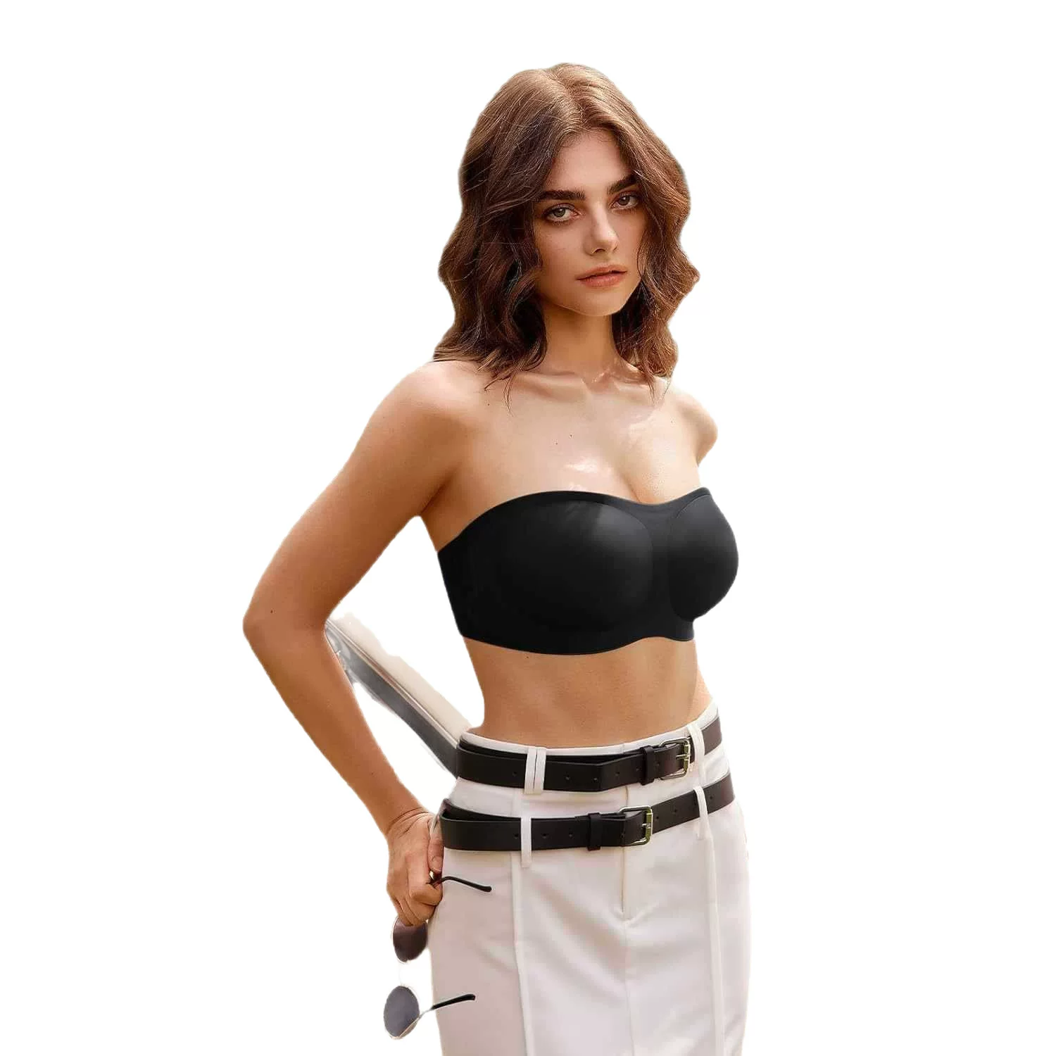 Strapless anti-slip strapless underwear without seams or steel rings, gathering anti-slip invisible wedding dress bra